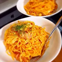 Snapdishの料理写真:フライパンひとつでナポリタン🍝|ashushikaママ♡さん