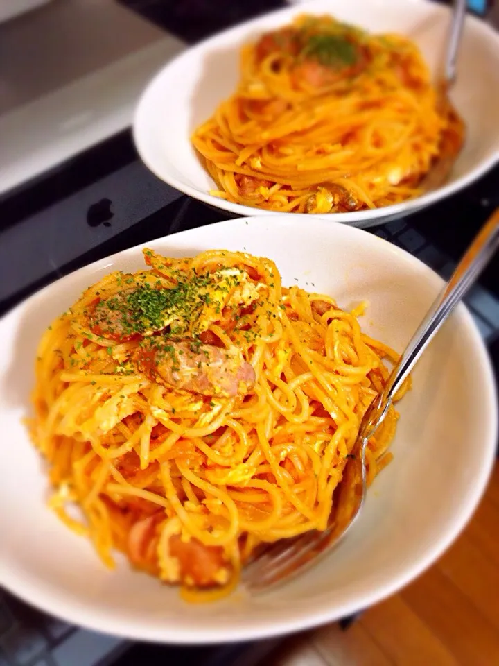 フライパンひとつでナポリタン🍝|ashushikaママ♡さん