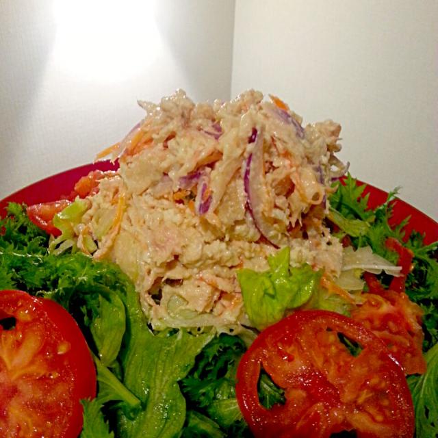 豆腐の塩麹漬けでマヨネーズ代用のツナサラダ 塩麹豆腐は和製チーズ的な濃厚さがありました まーぶる Snapdish スナップディッシュ Id Cxansa