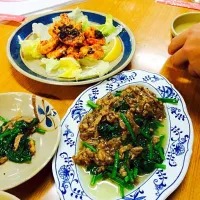 海老の味噌炒め、青菜牛肉炒め|tukaさん