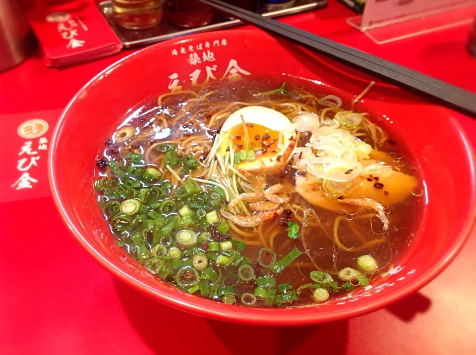 築地「えび金」海老そば🍜780円😋|アライさんさん