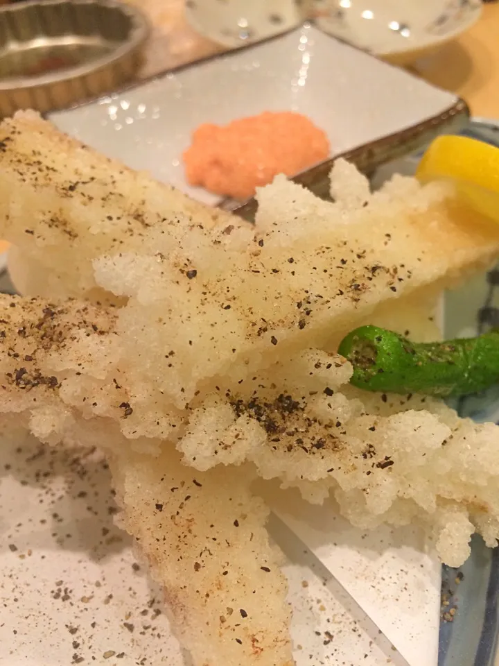 Snapdishの料理写真:ヨガの後にお寿司屋さんで長芋フライ|aiさん