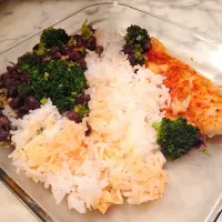 Snapdishの料理写真:Black beans with broccoli jasmine rice and bake  tilapia.|Spice Girlさん