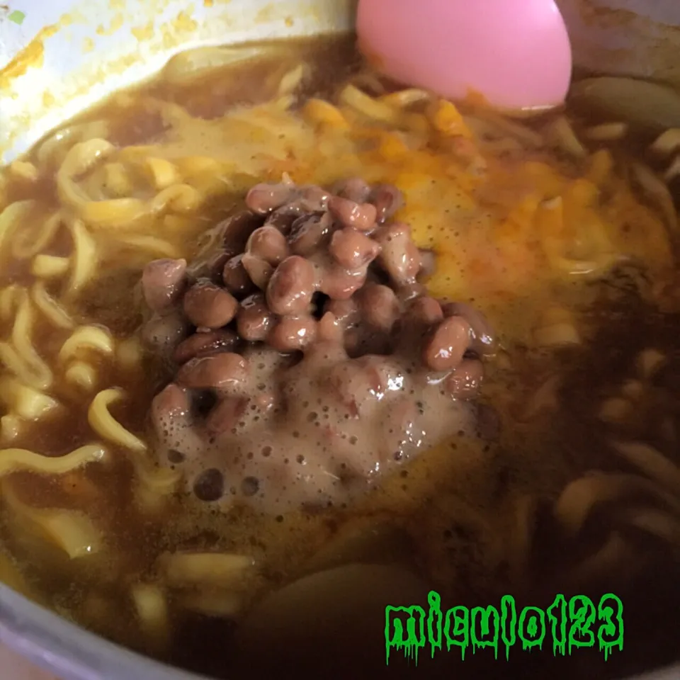 マルちゃん正麺トック入りカレーうどん納豆トッピング|いつみさん