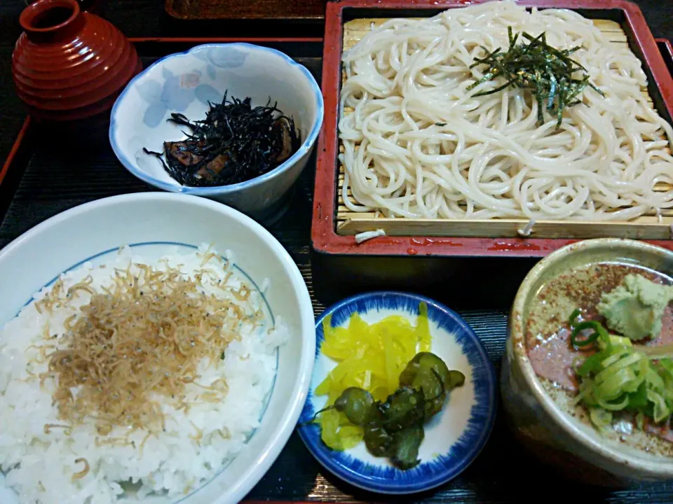 ざる定食（そば付き）の勇姿で御座いますわよ🍚
果てしない敗北感で玉砕しましたわ😭|にゃあ（芸名）さん