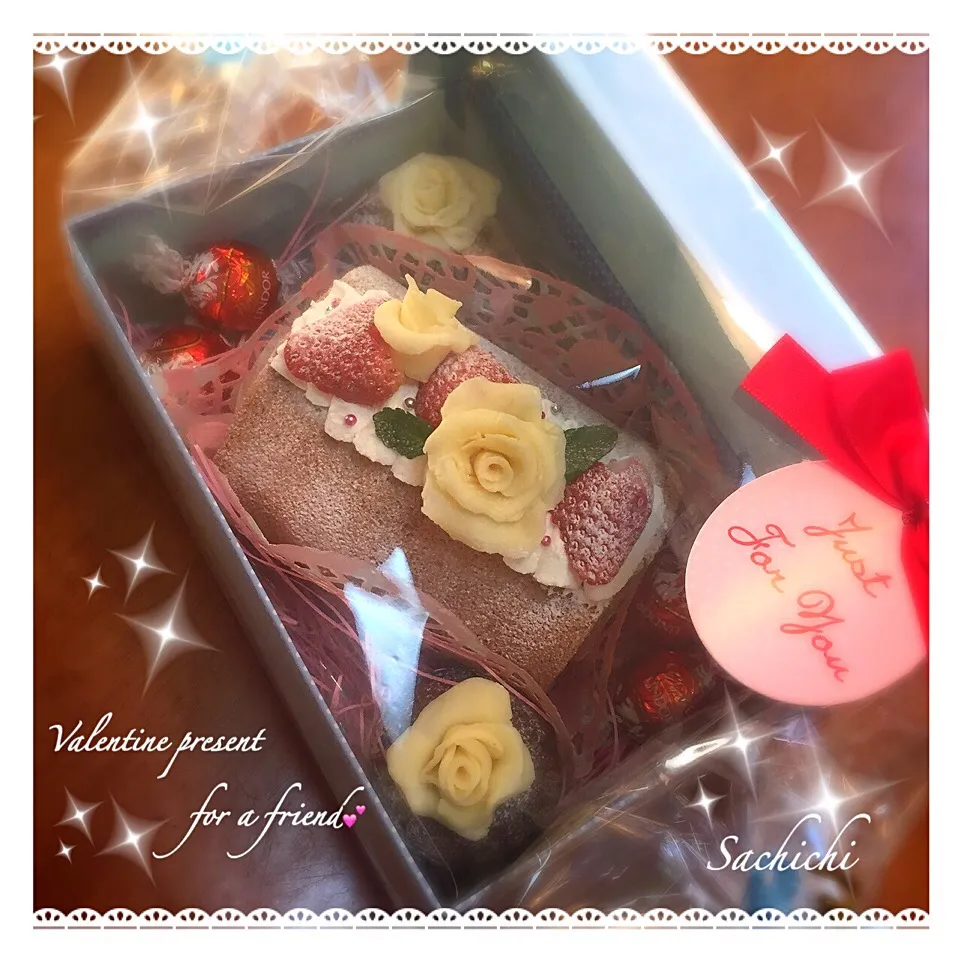 Snapdishの料理写真:友チョコ💕🍫ロールケーキ|Sachichi♪さん