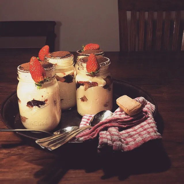 Snapdishの料理写真:Tiramisu in jar for Valentines.|Yuka Nakataさん