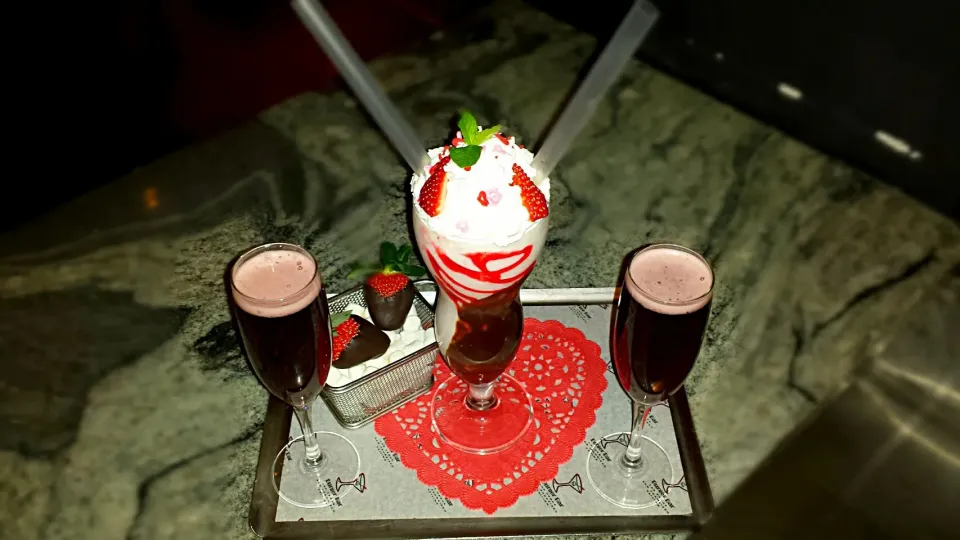 Snapdishの料理写真:Valentines Special, strawberry shake with framboise|scott sealesさん