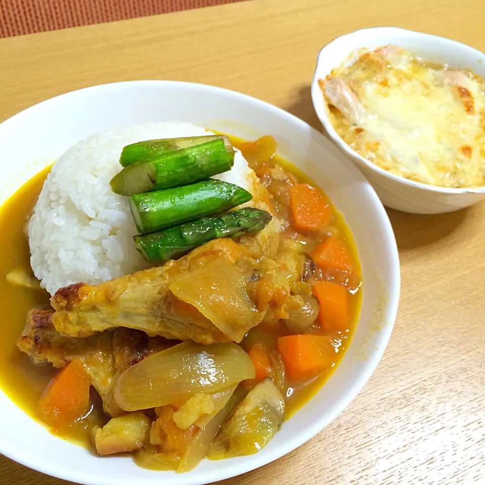 谷昇シェフのレシピで欧風チキンカレーとオニオングラタンスープ|kakanekoさん