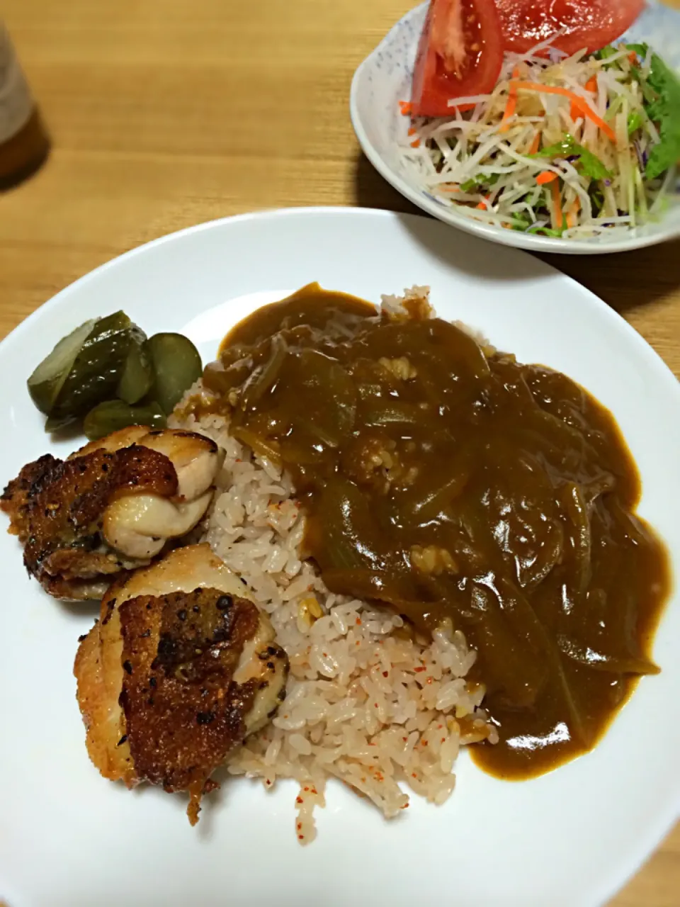 ハイビスカスとローズヒップのライス  ココナッツオイルのチキンカレー|しいかさん