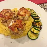 Snapdishの料理写真:Turkey meatballs, polenta, zucchini|Sarahさん