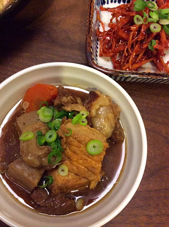 牛すじ肉と野菜 厚揚げの味噌煮|ちょこりんさん