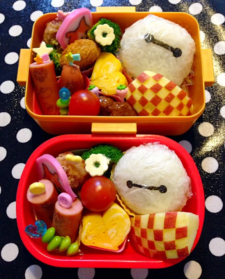 Snapdishの料理写真:インフルエンザ終わった…。今日は2人ともお弁当(^-^)|ひよさん