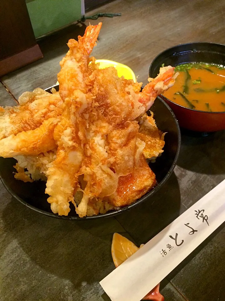 Snapdishの料理写真:別府 とよ常 特上天丼 ご飯大盛り 750円|ナナさん