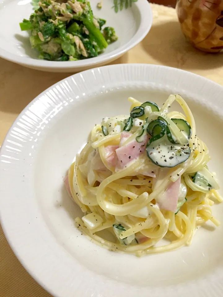 スパサラと菜の花ツナ和え|しゅうさん