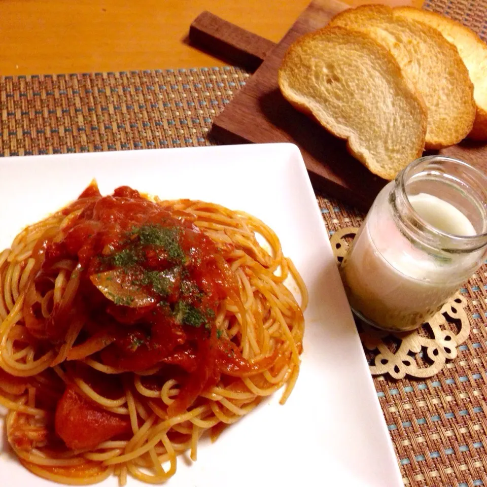 サバとトマトのパスタ&エッグスラット|chacoさん