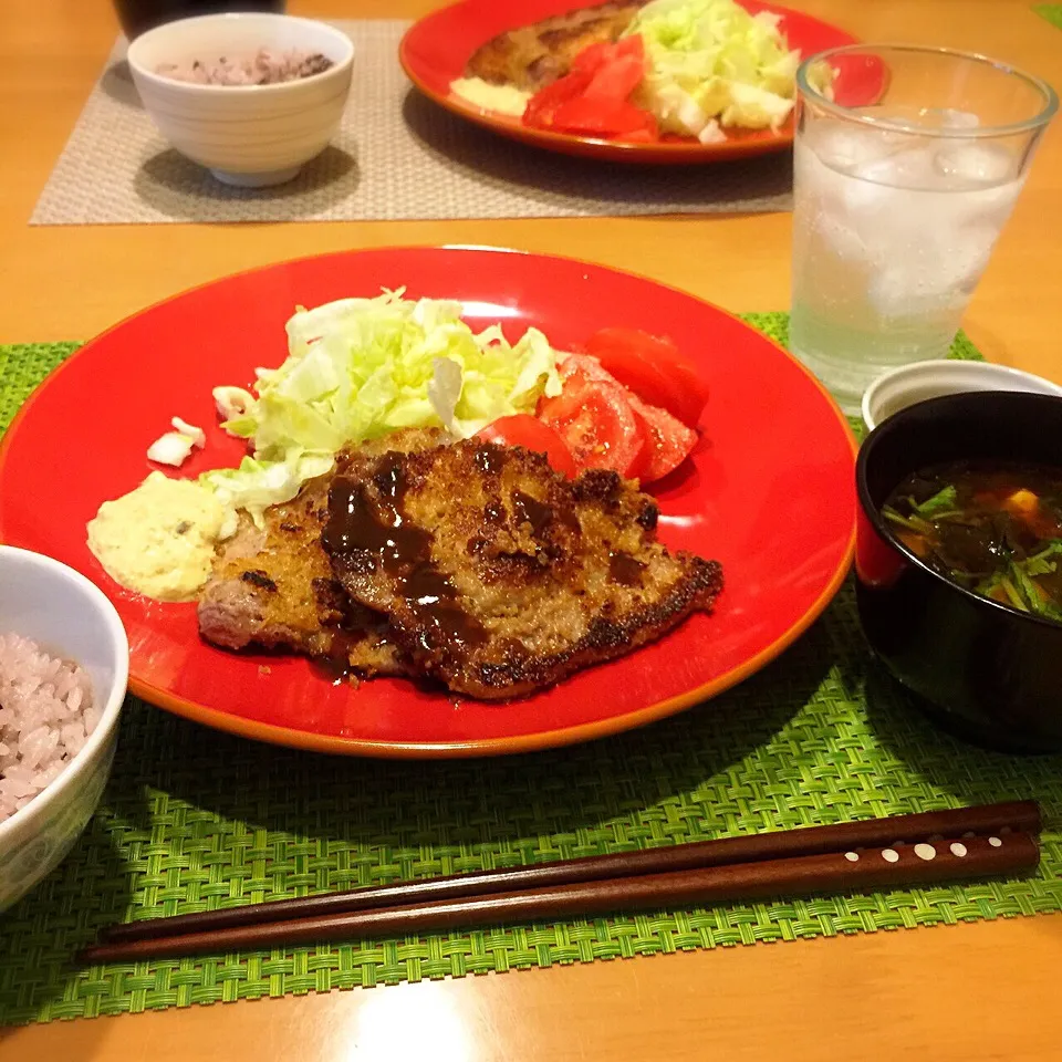 今夜の夕食、焼きカツ定食|mintさん