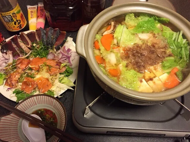 湯豆腐、鰹のたたき、サーモンのカルパッチョ❗️꒰*✪௰✪ૢ꒱✨|サソリさん