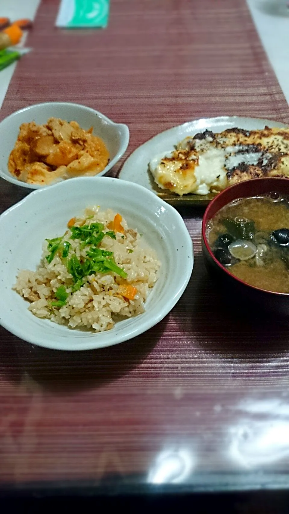 鶏五目ご飯と鱈と里芋のホワイトソース焼きと我が家風チゲ|ち－ママさん