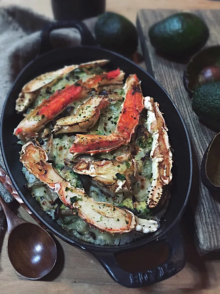 Snapdishの料理写真:カニとアボカドのみそクリームドリア/crab and avocado miso gratin rice|rick chanさん