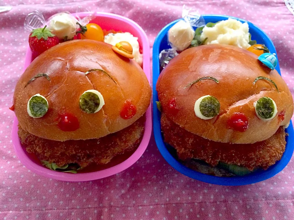 Snapdishの料理写真:Lunch box☆Croquette Kid🍔ﾒﾝﾁｶﾂなんだけどｺﾛｯｹｷｯﾄﾞ😋|🌈Ami🍻さん