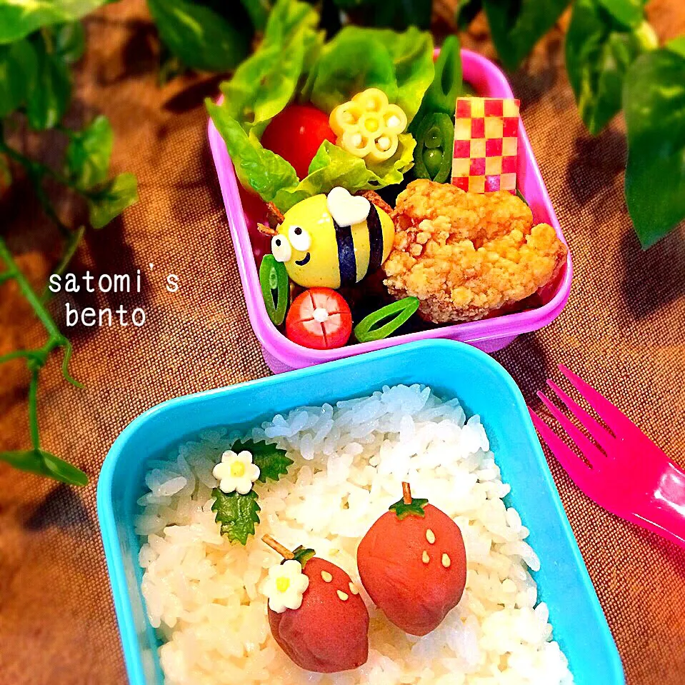 『いちごとみつばち』の子ども弁当|さとみ (satomi_foodart)さん