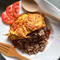 Brown rice with omlette