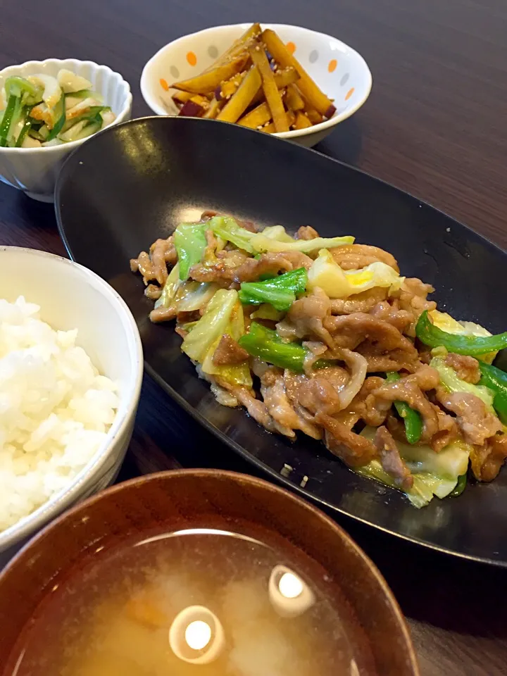 豚とキャベツの味噌炒めの晩ご飯|mikaさん