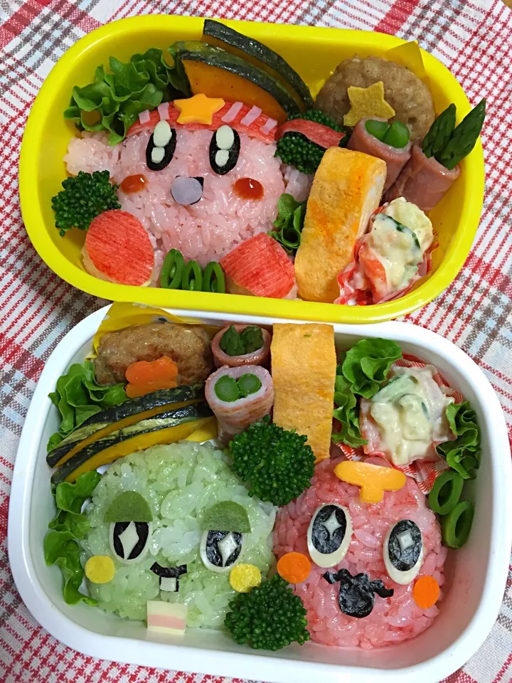 カービィ＆ガチャピン•ムックのお弁当꒰✩’ω`ૢ✩꒱|Junkoさん