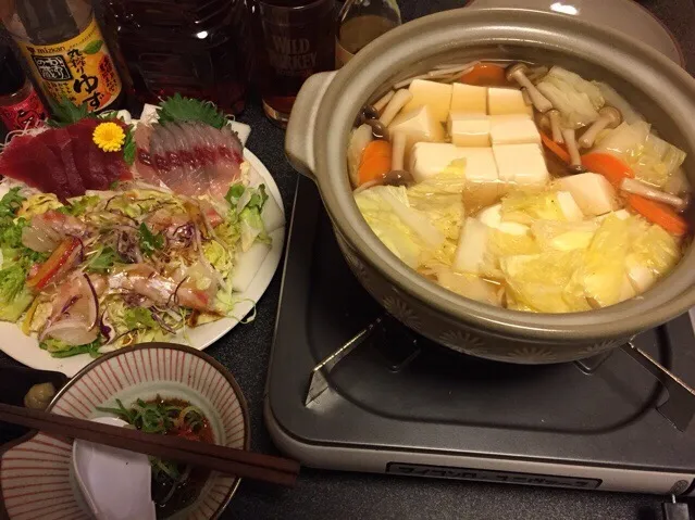 湯豆腐、鮪と飛び魚のお刺身、鯛のカルパッチョ❗️(ˊo̶̶̷ᴗo̶̶̷`)੭✧✨|サソリさん