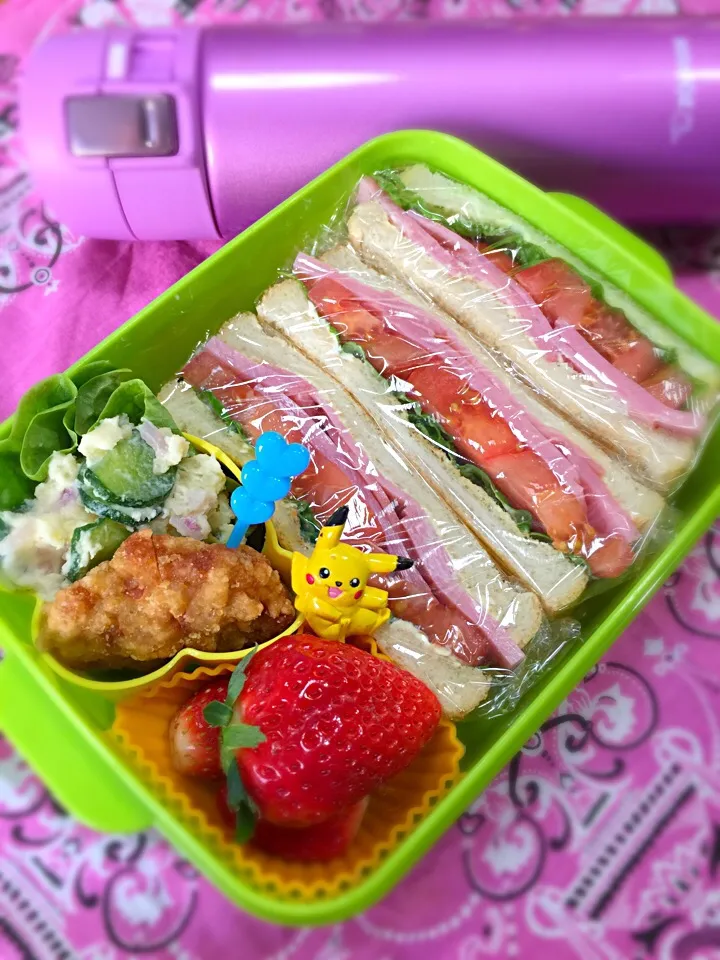 Snapdishの料理写真:2015年2月20日
ハム&トマトサンドイッチと手作りポテサラ弁当(⊹＾◡＾)ノo.♡ﾟ｡*|Blueberry🫐さん