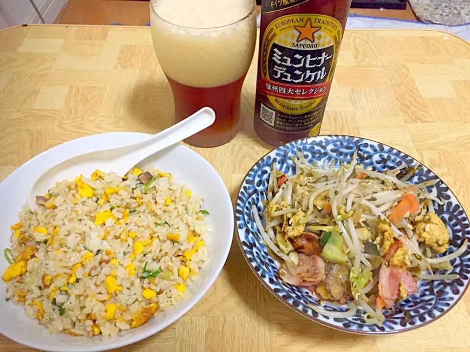 五目炒飯・高菜とベーコンの野菜炒め・ミュンヒナービール|Tarou  Masayukiさん