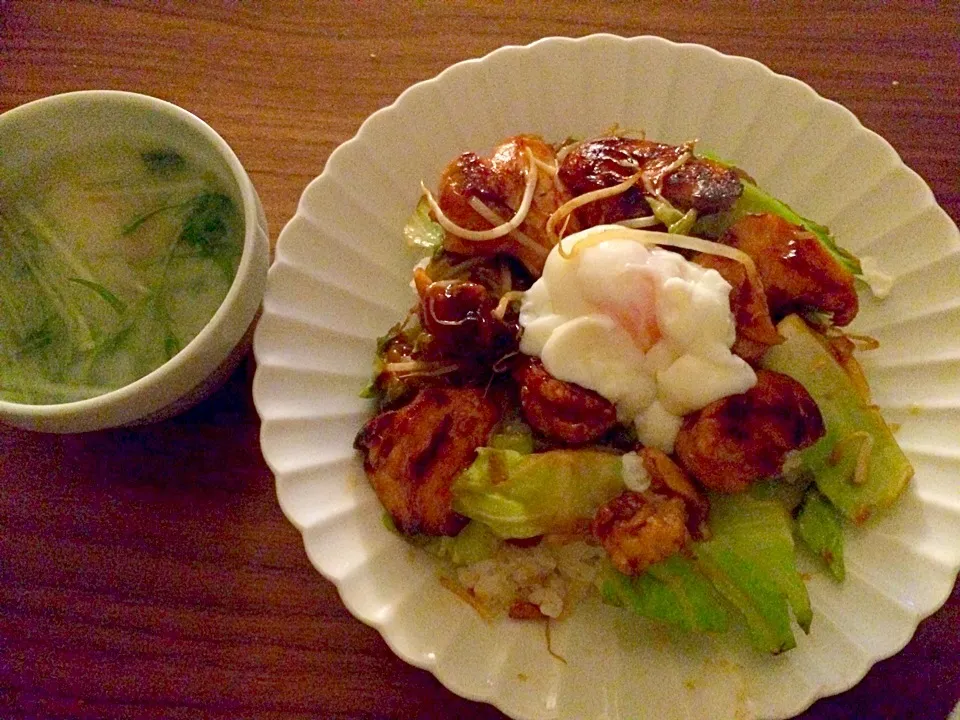 【月曜の晩御飯】甘辛鳥丼、味噌汁|あほぱななさん