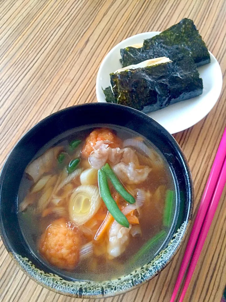 ＊お昼ごはん＊ 海苔もちとお雑煮風汁物|pinoyamaさん