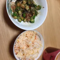 炊き込みご飯とオクラの醤油漬け|じゃむむさん