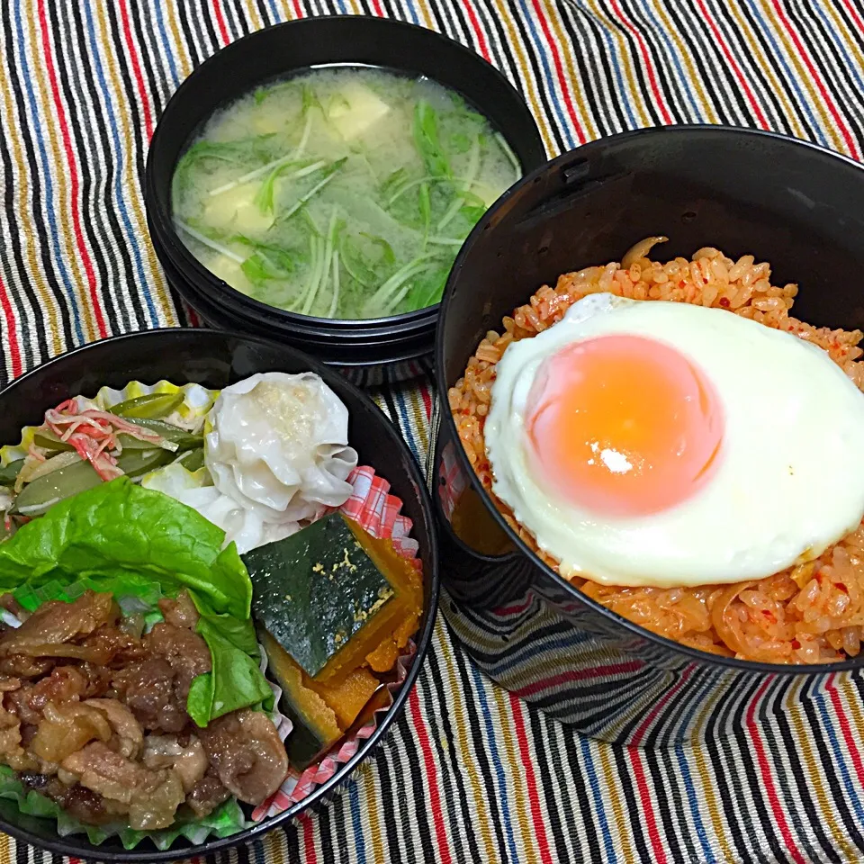 冷蔵庫でシナシナなってた水菜をお味噌で救出作戦！でもメインはキムチ飯w弁当|ちもこさん