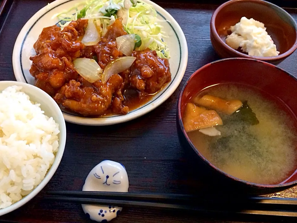 甘酢唐揚げ定食|市さん