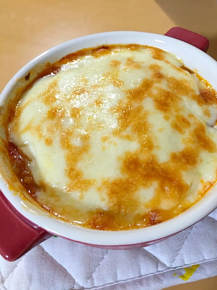 豆腐のクリームソースと餃子の皮のラザニア|まりもこさん