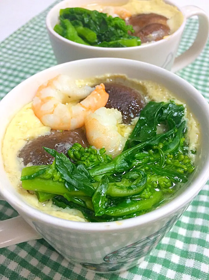 菜の花の茶碗蒸し😊🍴    あいママさんのレシピ✨マグカップでたっぷり茶碗蒸し✨|ゆかりさん