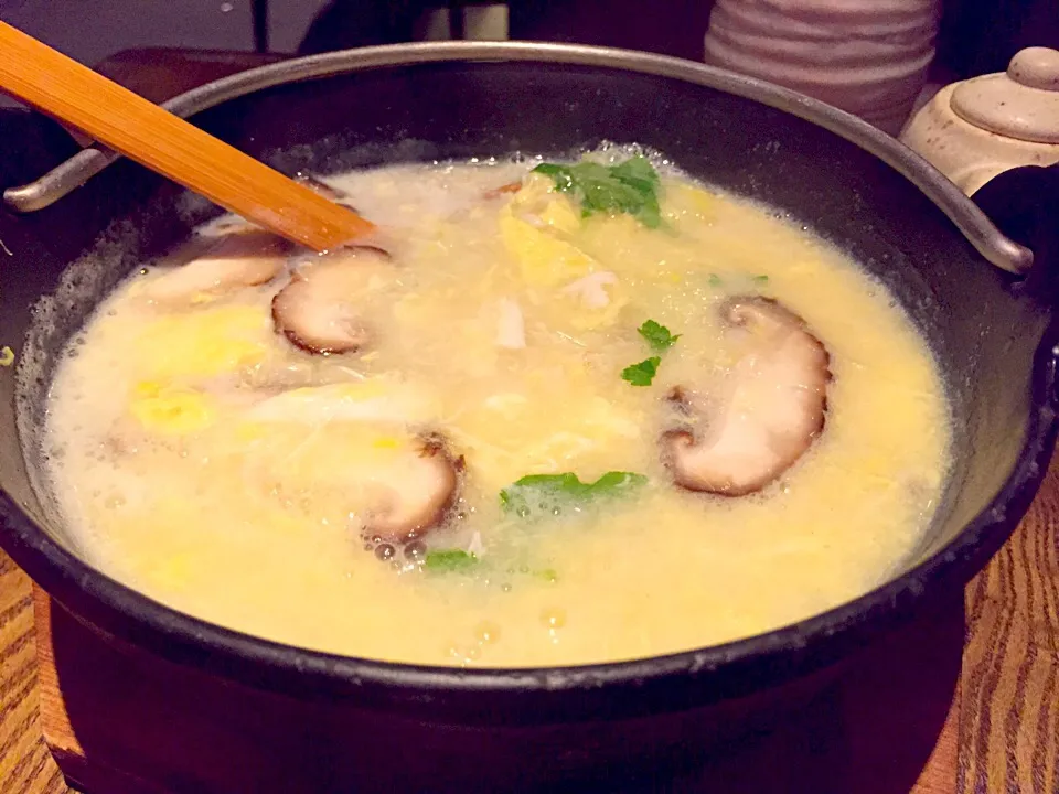 Crab congee with mushroom|Sky Blueさん