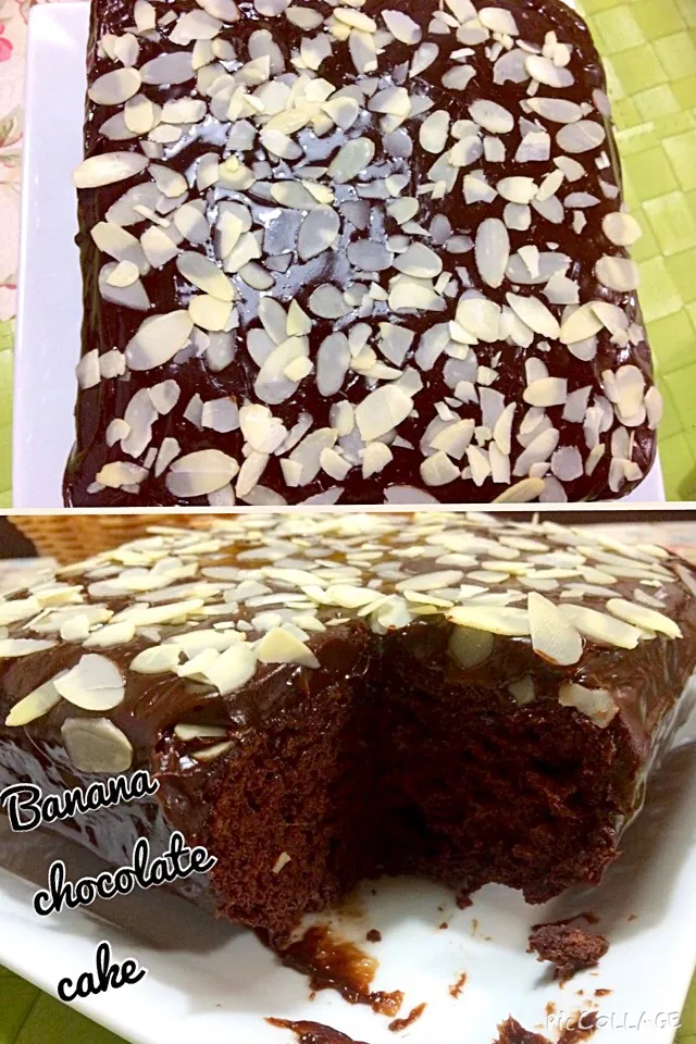 Butterless/oilless banana chocolate cake with almonds for our Monday night dessert 🙏|Babyluv Cabrera Ocampoさん