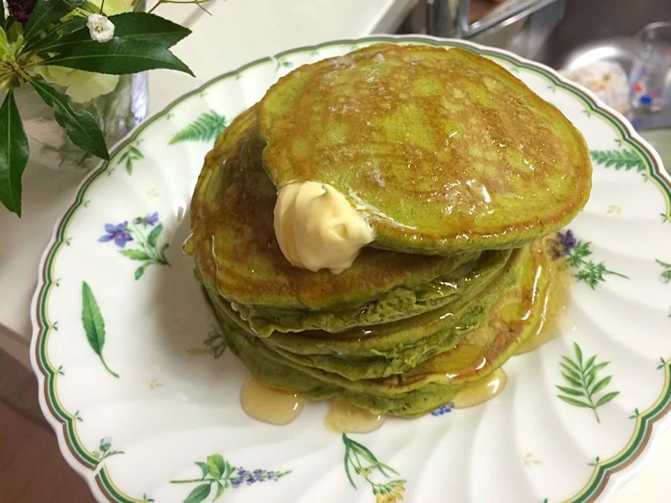 Snapdishの料理写真:抹茶のホットケーキ|りささん