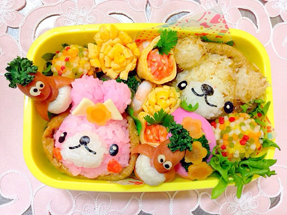 うさぎさんとくまさんのなかよし弁当💕|富士子🍒🐰🍓さん