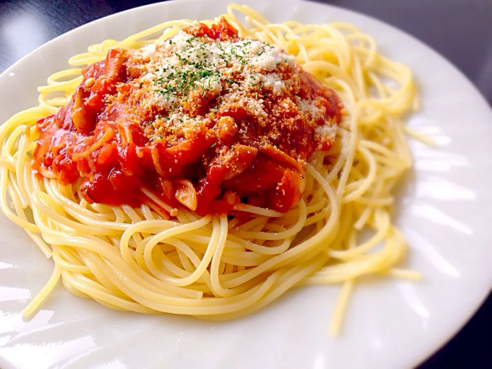 きのこのミートソースパスタ。|なおなおさん