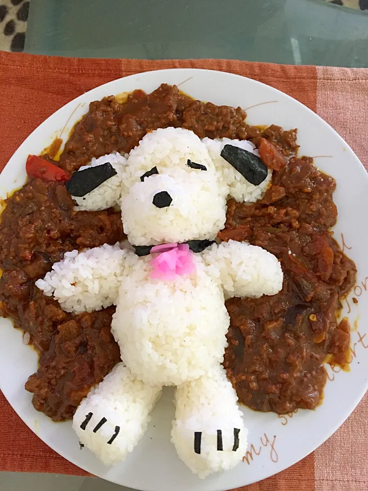 Snapdishの料理写真:キーマカレー風♡スヌーピー|Ryoko Yamanakaさん