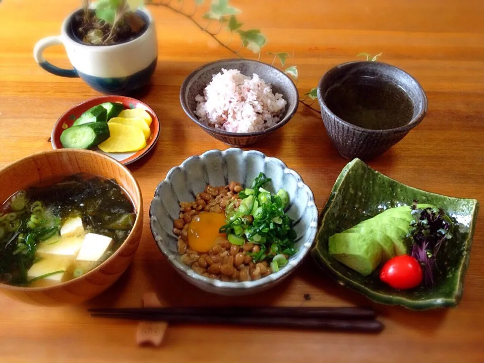 五穀米いりご飯🍀と納豆de朝ごはん😃|nono_miさん