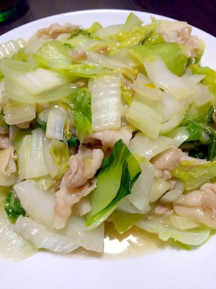 白菜と青梗菜の豚バラ塩あんかけ|ありぴ〜さん