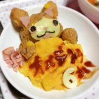 Snapdishの料理写真:ジバニャンオムライス♡|くろーばーさん