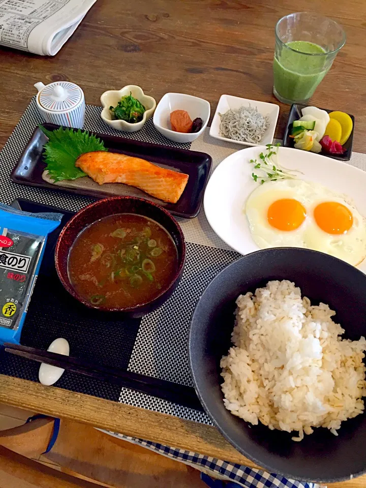 旦那の朝ご飯🍀和定食🍚|まみりんごさん