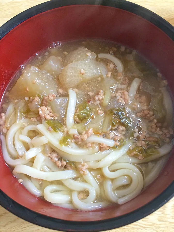 白菜と大根と挽き肉のとろとろうどん|まいまいまーやさん